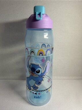 Angel & Stitch Blue Water Bottle With Purple Lid